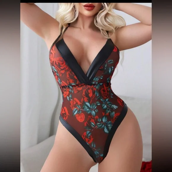 New Inventory 🔥Floral Print One Piece Lingerie Set🔥